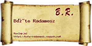 Büte Radamesz névjegykártya